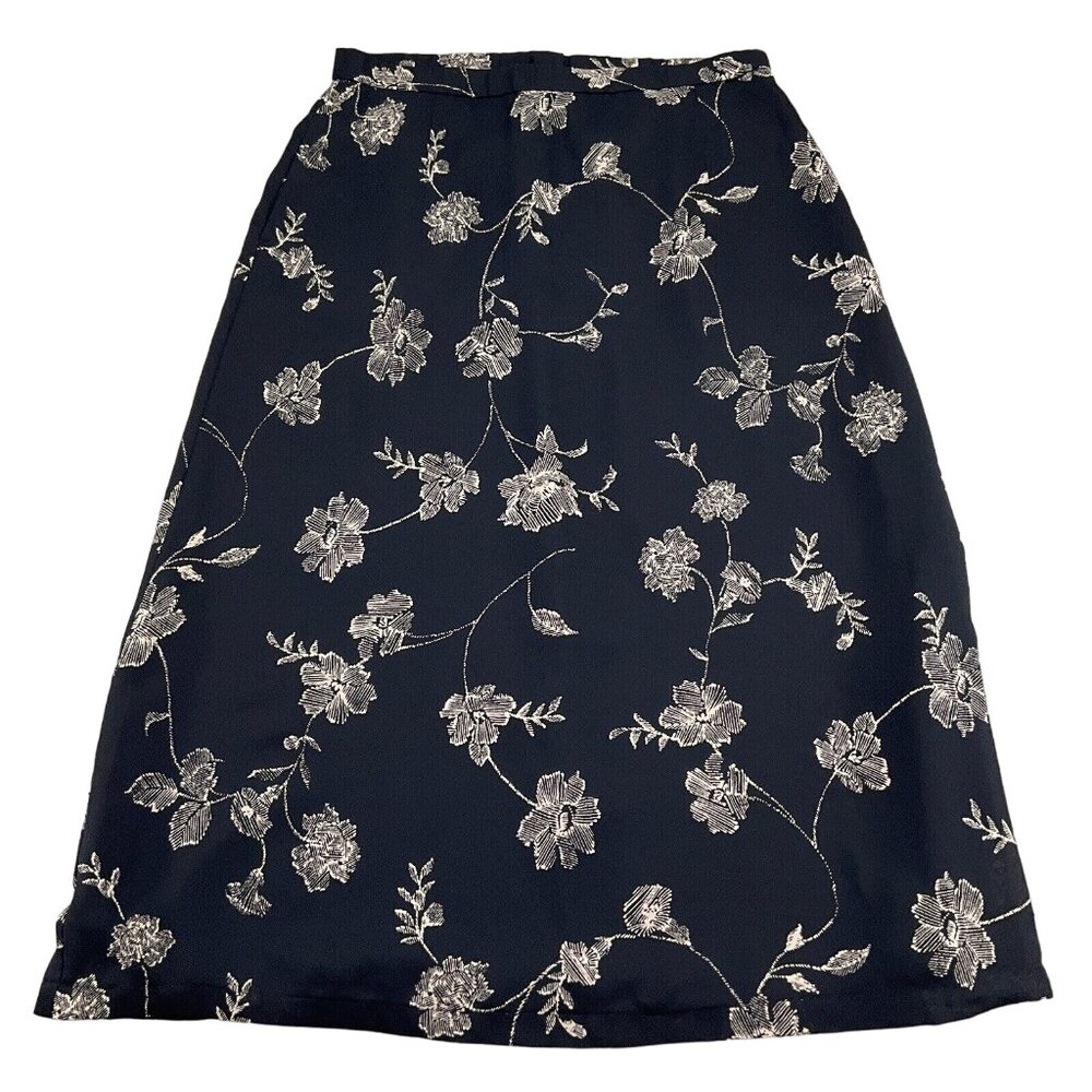 Pendleton Skirt Women 12 30Wx31L‎ Black Beige Floral A-Line Lightweight